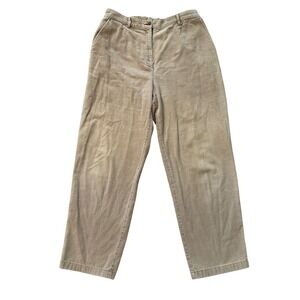 Vintage L.L.Bean Corduroy Pants Relaxed Fit High Waist Khaki Casual Women 14‎